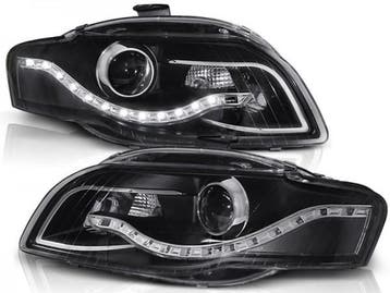 Koplampen Audi A4 B7 LED DRL-Look Zwart, Ophalen of Verzenden, Nieuw