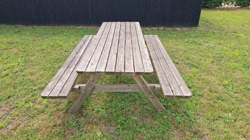 Opklapbare picknicktafel vuren 240 x 166 cm, Ophalen, Gebruikt