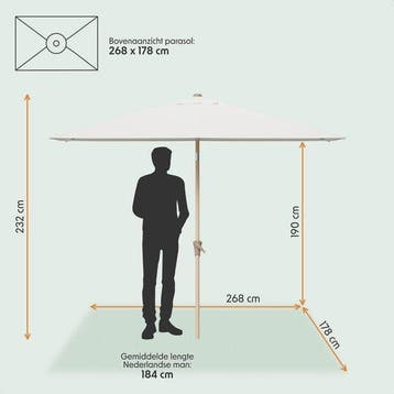 2dekans | LifeGoods Parasol - Tuin - 270x180cm - 30°, Tuin en Terras, Ophalen of Verzenden, Zo goed als nieuw