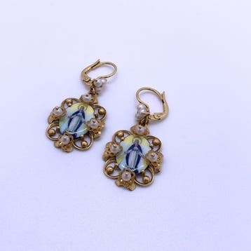 Dolce & Gabbana - Oorbellen - 18 karaat Geel goud, emaille, Sieraden, Tassen en Uiterlijk, Oorbellen, Nieuw
