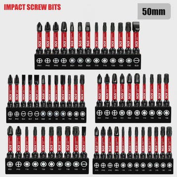 50mm Magnetische Schroefbit Set (10-delig) - S2 Staal - 1/4", Verzenden, Nieuw