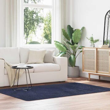 vidaXL Hoogpolig vloerkleed NAVARRA 130x200 cm polyester, Verzenden, Nieuw, Blauw