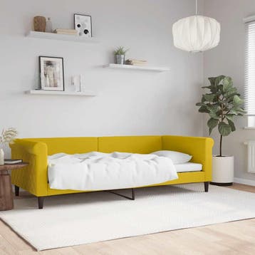 vidaXL Slaapbank 90x200 cm fluweel geel, 90 cm, Eenpersoons, Verzenden, Nieuw