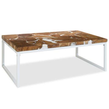 vidaXL Salontafel 110x60x40 cm teakhout en hars, 100 tot 150 cm, Verzenden, Teakhout, Nieuw