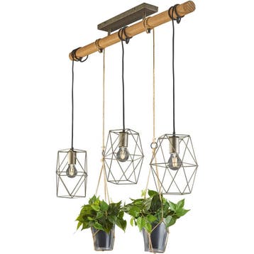 LED Hanglamp - Trion Plantan - E27 Fitting - 3-lichts -, Huis en Inrichting, Ophalen of Verzenden, Nieuw, Metaal, Overige fittingen