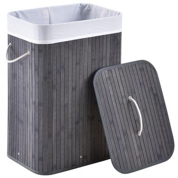 Bamboe Wasmand Curly - 72 L - Grijs - Uitneembare Waszak, Huis en Inrichting, Verzenden, Nieuw