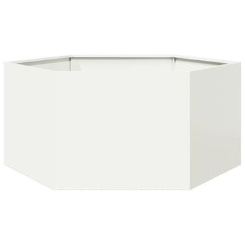 vidaXL Plantenbak zeshoek 104x90x45 cm staal wit, Verzenden, Nieuw, Metaal