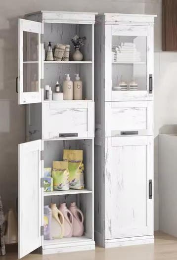 Hoge Opbergkast 160 cm met Lade en Deuren – Retro Look, Huis en Inrichting, Keuken | Keukenelementen, Verzenden, Nieuw