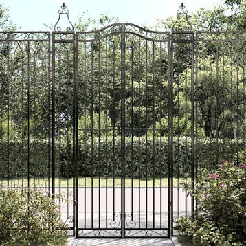 vidaXL Poort 121x8x200 cm smeedijzer zwart, Tuin en Terras, Verzenden, Nieuw
