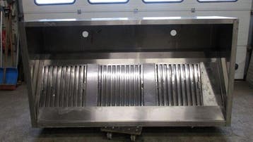 RVS Afzuigkap met 3 filters, B205 x D110 x H54cm, boxmodel,, Gebruikt