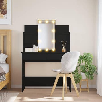 vidaXL Kaptafel met LED-verlichting 96x40x142 cm zwart, Huis en Inrichting, Tafels | Kaptafels, Verzenden, Nieuw