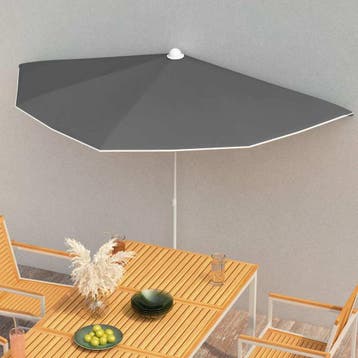 vidaXL Parasol half met paal 180x90 cm antracietkleurig, Verzenden, Nieuw, 1 tot 2 meter