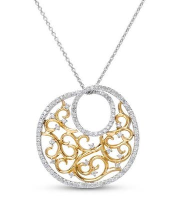 Halsketting - 14 karaat Witgoud, Geel goud - 0.76ct. tw., Nieuw