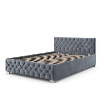 Gestoffeerd Bed Nizza - 140 x 200 cm - Grijs - LED Verlichti, Verzenden, Nieuw