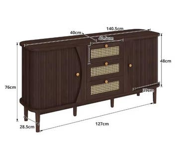 Dressoir met Rotan Schuifdeuren – Verstelbare Planken, Verzenden, Nieuw in verpakking