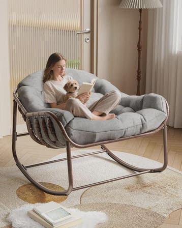 Oversized Rotan Wipstoel met Dik Kussen - Moderne Wicker Lou, Verzenden, Nieuw