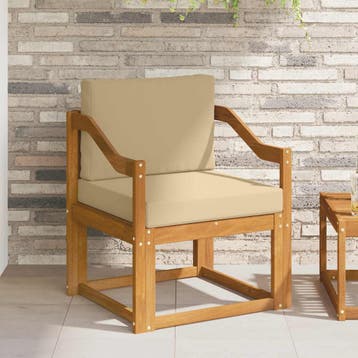 vidaXL Tuinbank Massief Acaciahout en Polyester Naturel, Tuin en Terras, Verzenden, Nieuw