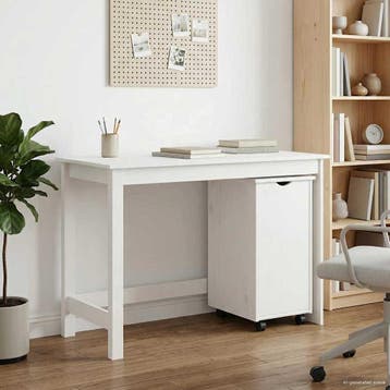 vidaXL Bureau Kas Set 2 st Wit Massief grenenhout, Verzenden, Nieuw