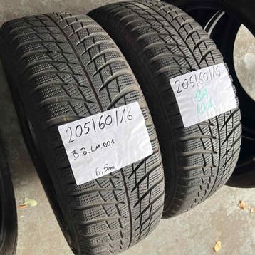 2 x Bridgestone 205-60-16 Winterbanden 6,5mm, Auto-onderdelen, Gebruikt, 16 inch, Band(en), Personenwagen