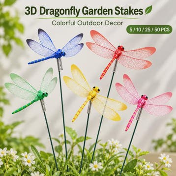 Kleurrijke 3D Libellen Tuindecoratie - Set van 5, 10, 25 of, Verzenden, Nieuw