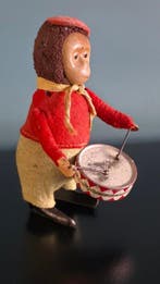 Schuco - Blikken speelgoed - Dancing and Drumming Monkey -, Antiek en Kunst, Antiek | Speelgoed