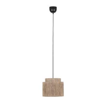 Japandi hanglamp zwart met bruin touw 31cm - Smilla, Verzenden, Nieuw, Metaal, Japandi