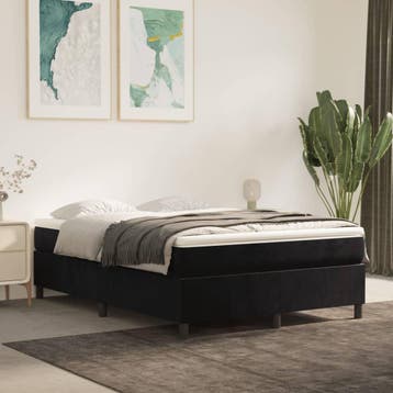 vidaXL Boxspring met matras fluweel zwart 140x190 cm, Verzenden, Zwart, Stof, Nieuw