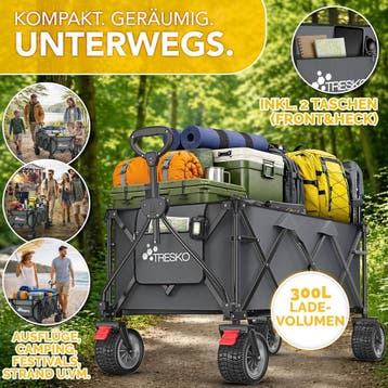 Bolderkar - Opvouwbaar - Bolderwagen  - Antraciet - TRESKO®, Caravans en Kamperen, Bolderkarren, Verzenden, Zo goed als nieuw