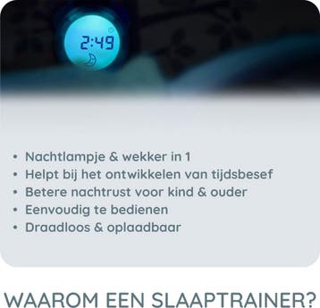Slaaptrainer voor kinderen - Kinderwekker met Nachtlamp - Wi, Verzenden, Zo goed als nieuw