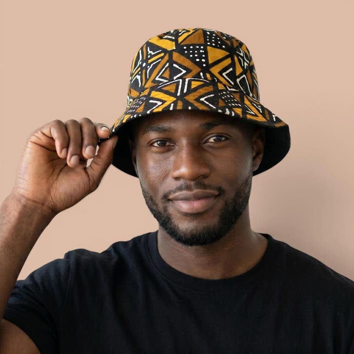 Bucket hat / Vissershoedje met Afrikaanse print - Bruin Bogo, Kleding | Heren, Hoeden en Petten, Nieuw, Ophalen of Verzenden