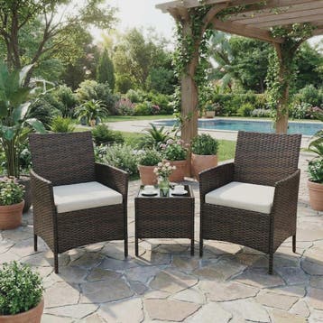 3-delige Buiten Terras Bistroset: PE Rotan Wicker Stoelen me, Verzenden, Nieuw