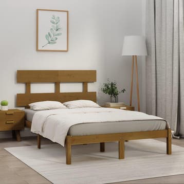 vidaXL Bedframe massief hout honingbruin 200x200 cm, Huis en Inrichting, Slaapkamer | Bedden, Bruin, Verzenden, Overige maten