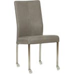 Leren eetkamerstoel Comfort met wieltjes - Granada Steel, Huis en Inrichting, Ophalen of Verzenden, Nieuw, Leer, Modern