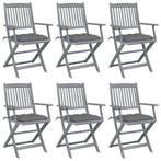 vidaXL Tuinstoelen 6 st inklapbaar met kussens massief, Verzenden, Nieuw, Hout