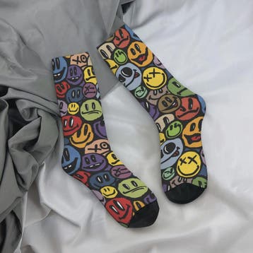 Graffiti Emoticon Sokken - Vrolijke & Comfortabele Streetwea, Verzenden, Nieuw