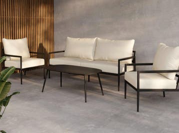 loungeset-floris-met-tuintafel-zwart-beige-aluminium-the-out, Verzenden, Nieuw