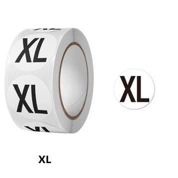 500 XL Maatsticker op rol 2.5cm Diameter Wit Sticker Kleding, Verzamelen, Verzenden, Nieuw