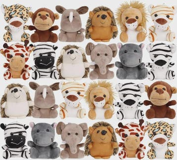 Knuffel Safari Dieren Set - 12cm Mini Pluche Speelgoed voor, Verzenden, Nieuw