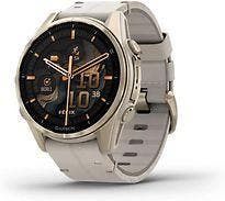 Garmin Fenix 8 43 mm goud titanium met mistig grijs polsband, Verzenden, Zo goed als nieuw
