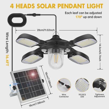 192 LED Solar Hanglamp met Bewegingssensor & Afstandsbedieni, Verzenden, Nieuw