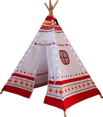 2dekans | Sunny LED Tipi Tent Rood/wit - 60 LED lampjes -, Ophalen of Verzenden, Zo goed als nieuw