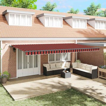 vidaXL Uitschuifbare luifel Oranje en bruin 600 × 300 cm, Tuin en Terras, Zonneschermen, Verzenden, Nieuw