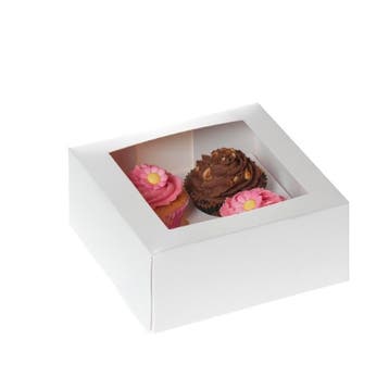 HoM Cupcake Doosje 4 Wit (incl. tray met venster) 100st, Verzenden, Nieuw