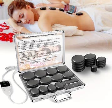 Hot Stone Massageset met Verwarming en Temperatuurregeling, Verzenden, Nieuw