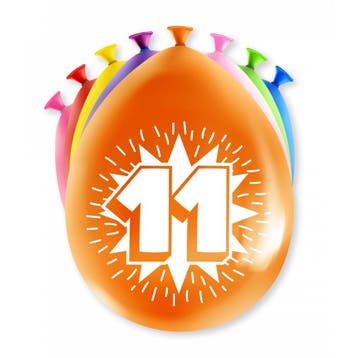 Party Ballonnen 11 Jaar (8st), Ophalen of Verzenden, Nieuw