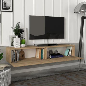 [en.casa] Tv-meubel Toivakka zwevend 135x31x25 cm eiken, Huis en Inrichting, Kasten | Dressoirs, Verzenden, Nieuw