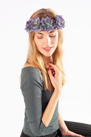 KIMU® Bloemenkrans Haar Hibiscus Paars Hawaii Paarse Bloemen, Ophalen of Verzenden, Nieuw, Carnaval, Accessoires
