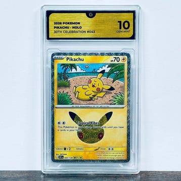 Pokémon Graded card - Pikachu Holo 043 - 30th Anniversary –, Nieuw