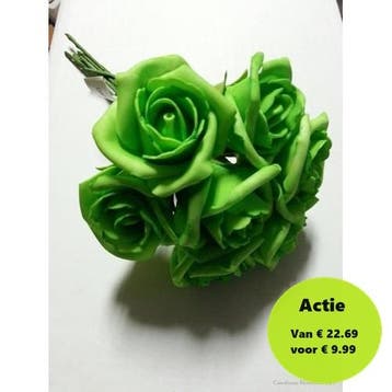 Foamroos Emilia Neon Groen 6 cm doos 42 stuks, Ophalen of Verzenden, Nieuw