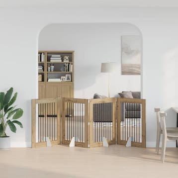 vidaXL Opvouwbaar hondenhek met standaards 4 st Artisanaal, Dieren en Toebehoren, Verzenden, Nieuw